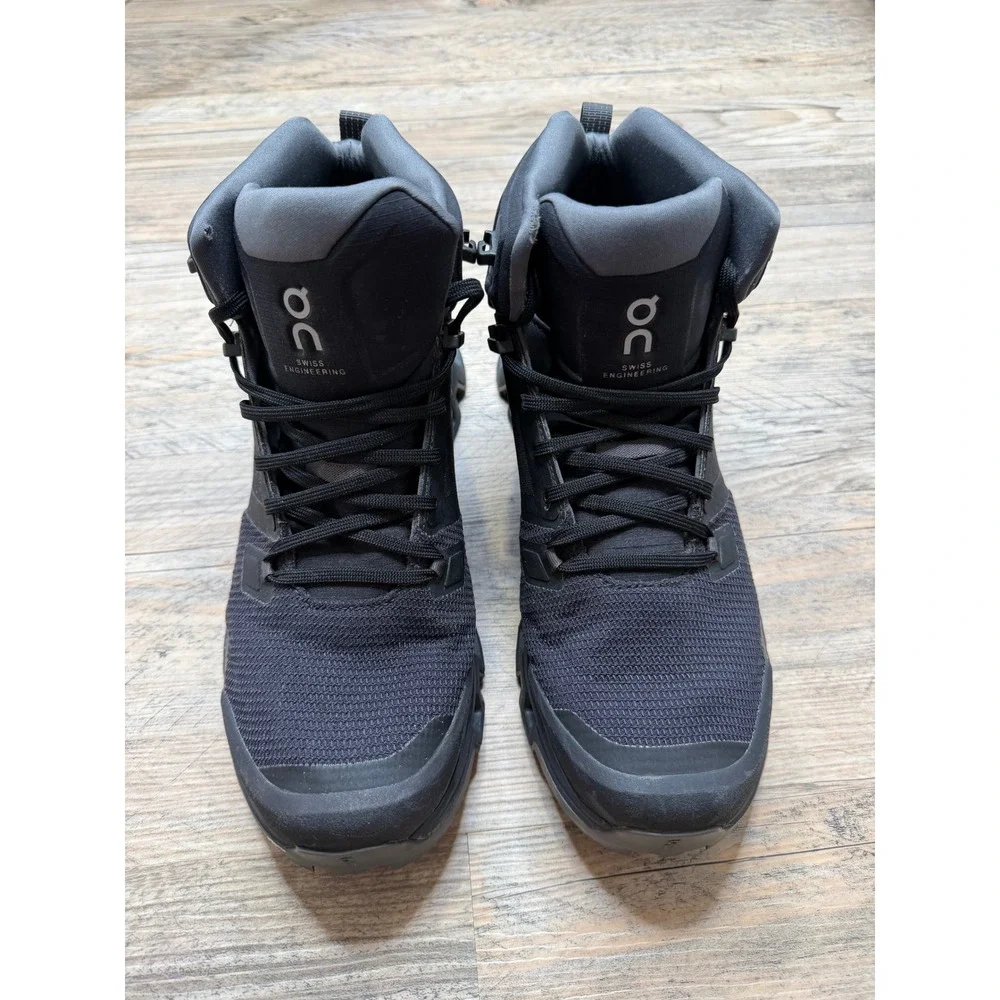 On Cloud Running Cloudrock Waterproof Hiking Boots Black Eclipse Mens 12 6399614